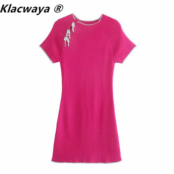 za dress woman rose red knitted short bow sleeve mini summer es chinese style slim elegant es 210521, Black;gray
za dress woman rose red knitted short bow sleeve mini summer es chinese style slim elegant es 210521, Black;gray