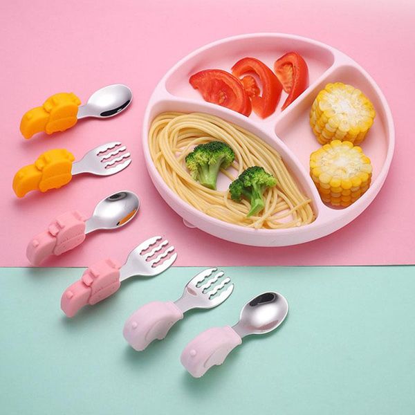 stainless steel children's silicone short handle fork spoon set cartoon baby learn to eat training tableware feeding utensils dinnerwar
stainless steel children's silicone short handle fork spoon set cartoon baby learn to eat training tableware feeding utensils dinnerwar