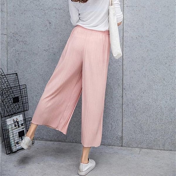 women's pants & capris korean high waist nine points wide-legged fashion casual women elastic pleated comfortable, Black;white
women's pants & capris korean high waist nine points wide-legged fashion casual women elastic pleated comfortable, Black;white
