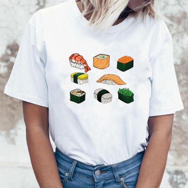women's t-shirt women summer short sleeve casual t shirt japanese style harajuku sushi print tee femme camiseta mujer, White
women's t-shirt women summer short sleeve casual t shirt japanese style harajuku sushi print tee femme camiseta mujer, White
