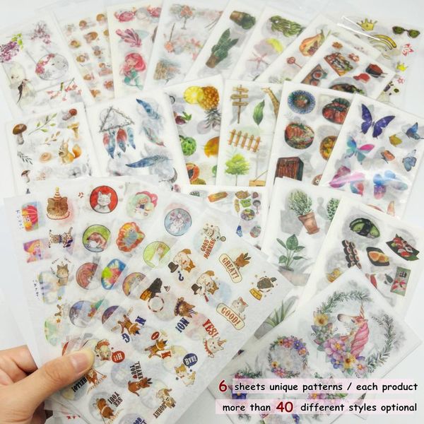 gift wrap washi stickers paper sticker 6 sheets/set journal scrapbooking notebook decoration ii
gift wrap washi stickers paper sticker 6 sheets/set journal scrapbooking notebook decoration ii