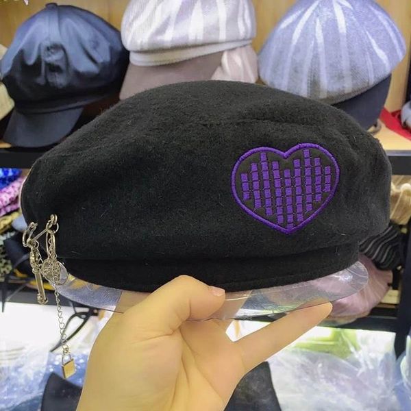 hat girl autumn winter british chain beret designer fashion woolen cloth love embroidery warm painter's daily children's, Yellow
hat girl autumn winter british chain beret designer fashion woolen cloth love embroidery warm painter's daily children's, Yellow
