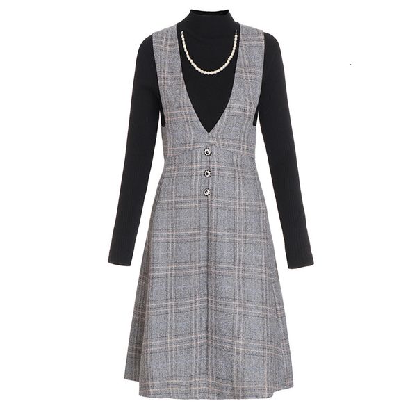 casual dresses fall autumn long sleeve round neck black knitted knits + sleeveless plaid buttons mid-calf dress two piece 2 pieces set ws235, Black;gray
casual dresses fall autumn long sleeve round neck black knitted knits + sleeveless plaid buttons mid-calf dress two piece 2 pieces set ws235, Black;gray