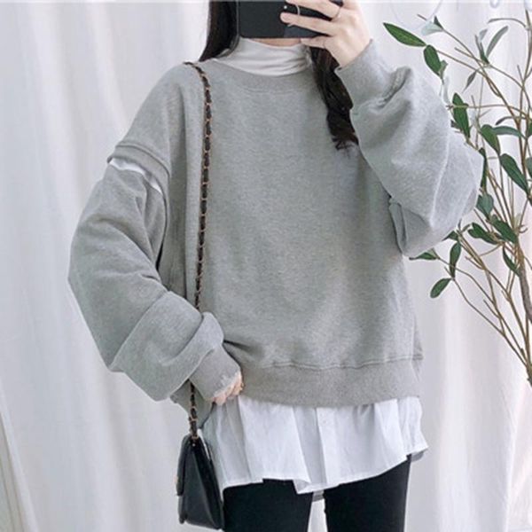 women's hoodies & sweatshirts japanese long sleeve fake two piece patchwork women hoodie korean casual solid pullover harajuku sweatsh, Black
women's hoodies & sweatshirts japanese long sleeve fake two piece patchwork women hoodie korean casual solid pullover harajuku sweatsh, Black