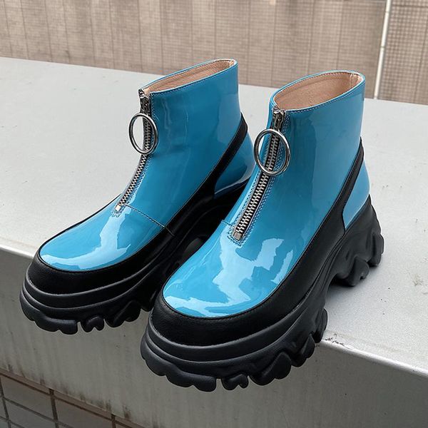 boots flat platform women thick sole front zipper mixed color ankle botas autumn punk style handsome short female, Black
boots flat platform women thick sole front zipper mixed color ankle botas autumn punk style handsome short female, Black