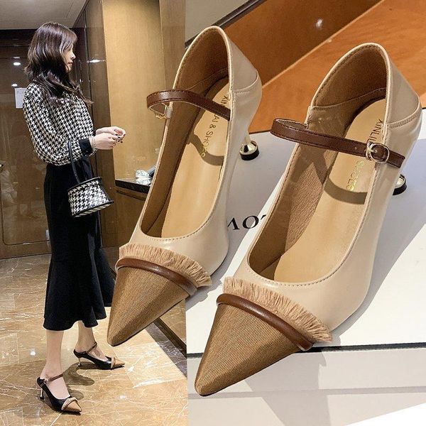 dress shoes two wear pointed high heels woman buckle retro stiletto party fashion women's pumps slippers, Black
dress shoes two wear pointed high heels woman buckle retro stiletto party fashion women's pumps slippers, Black