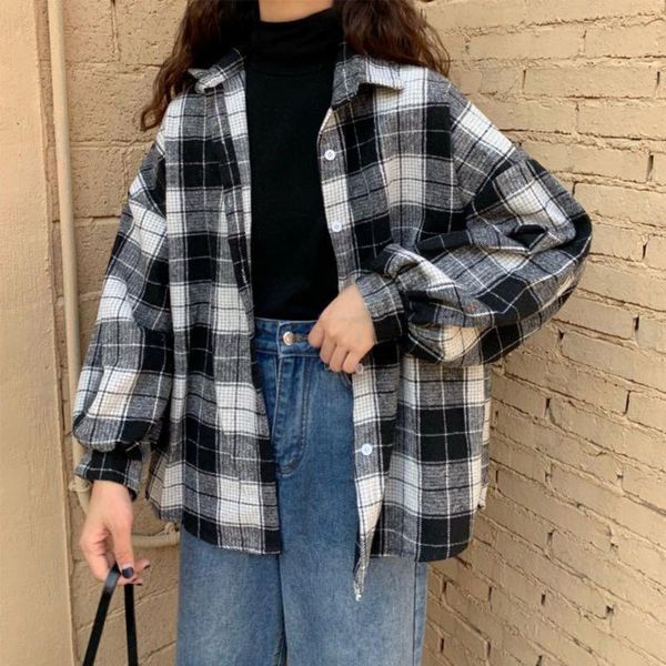 women's blouses & shirts women turn-down collar spring plaid all-match bf batwing-sleeve loose outwear harajuku female 4 colors chic, White
women's blouses & shirts women turn-down collar spring plaid all-match bf batwing-sleeve loose outwear harajuku female 4 colors chic, White
