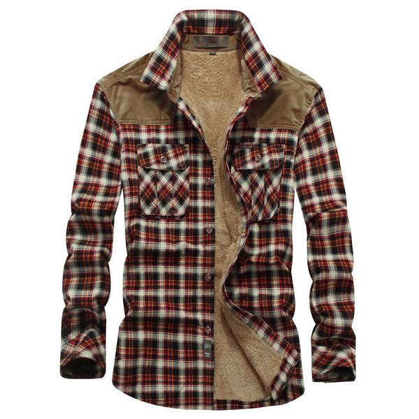 men's casual shirts autumn and winter shirt jacket thick warm fleece plus velvet cotton business large size coat, White;black 
men's casual shirts autumn and winter shirt jacket thick warm fleece plus velvet cotton business large size coat, White;black