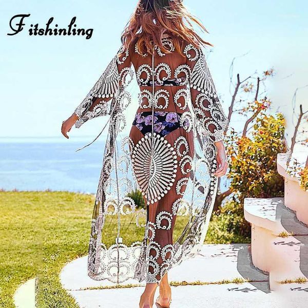 fitshinling mesh beach cover up swimwear embroidery flower see through kimono summer long cardigan holiday cover-ups1, White
fitshinling mesh beach cover up swimwear embroidery flower see through kimono summer long cardigan holiday cover-ups1, White