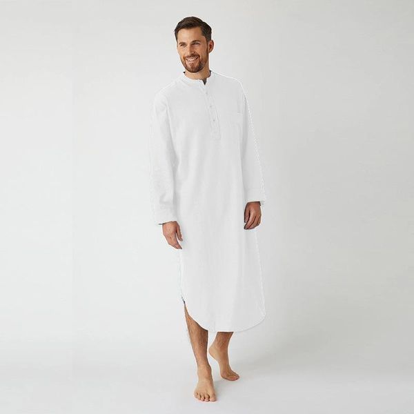 est arrival vintage men islamic arabic jubba thobe long sleeve night-robe buttons solid color night-gown muslim robe men's casual shirt, White;black
est arrival vintage men islamic arabic jubba thobe long sleeve night-robe buttons solid color night-gown muslim robe men's casual shirt, White;black