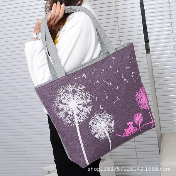 evening bags one-shoulder handbag dream dandelion women's bag canvas net print1
