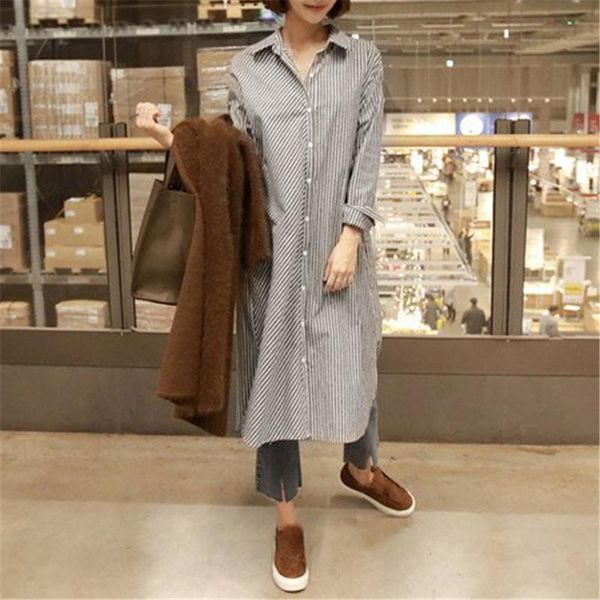 johnature korean striped long womens and blouses 2021 autumn turn-down collar female shirts women's &, White
johnature korean striped long womens and blouses 2021 autumn turn-down collar female shirts women's &, White