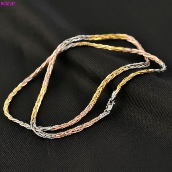 chains bocai real s925 sterling silver color necklace women's 3mm thick five wires tricolor super flash sweater chain
chains bocai real s925 sterling silver color necklace women's 3mm thick five wires tricolor super flash sweater chain