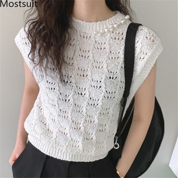 summer pearl beading thin knitted sweater vest women sleeveless o-neck camis pullovers solid slim vintage ladies 210514, Black;white
summer pearl beading thin knitted sweater vest women sleeveless o-neck camis pullovers solid slim vintage ladies 210514, Black;white