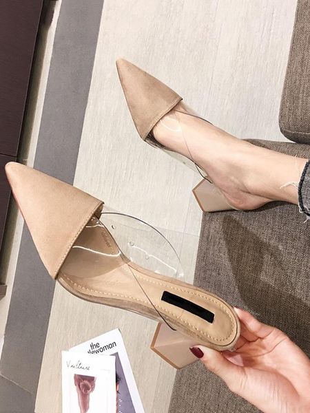 women's shoes and slippers wear the style of spring summer pointed plastic stitching thick heel high roman sho, Black
women's shoes and slippers wear the style of spring summer pointed plastic stitching thick heel high roman sho, Black