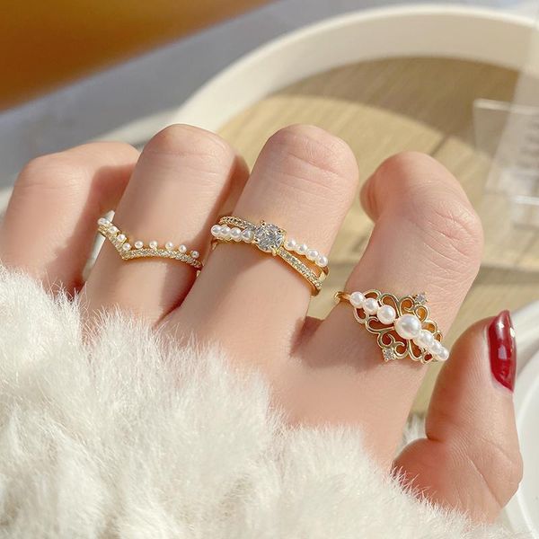 real gold pierced crown delicate jewelry engagement adjustable rings for women zircon elegant pearl wedding cluster, Golden;silver
real gold pierced crown delicate jewelry engagement adjustable rings for women zircon elegant pearl wedding cluster, Golden;silver