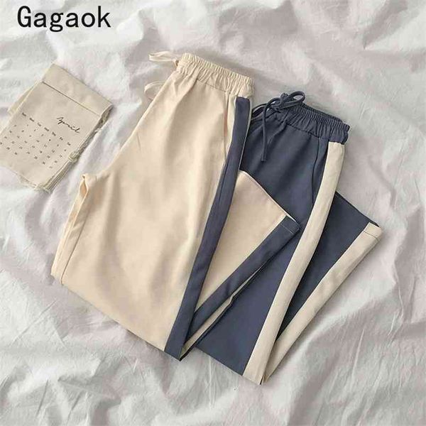 women casual full length pant spring autumn high patchwork side stripe drawstring loose straight chic wild pants 210531, Black;white
women casual full length pant spring autumn high patchwork side stripe drawstring loose straight chic wild pants 210531, Black;white