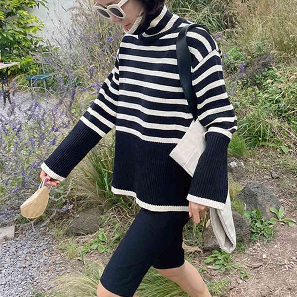 women's sweaters colorfaith autunm winter women turtleneck striped vintage oversized split knitwears elegant lady sw3204jx krqn, White;black
women's sweaters colorfaith autunm winter women turtleneck striped vintage oversized split knitwears elegant lady sw3204jx krqn, White;black