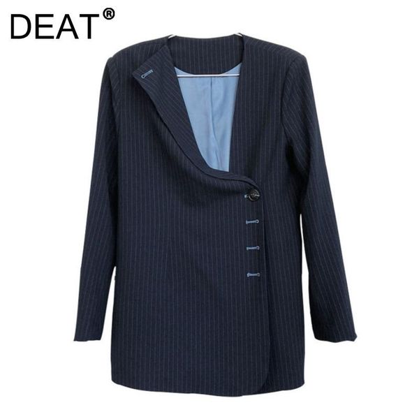 women's suits & blazers deat woman blazer striped asymmetric skew collar long sleeve single button loose casual style jacket 2021 summe, White;black
women's suits & blazers deat woman blazer striped asymmetric skew collar long sleeve single button loose casual style jacket 2021 summe, White;black