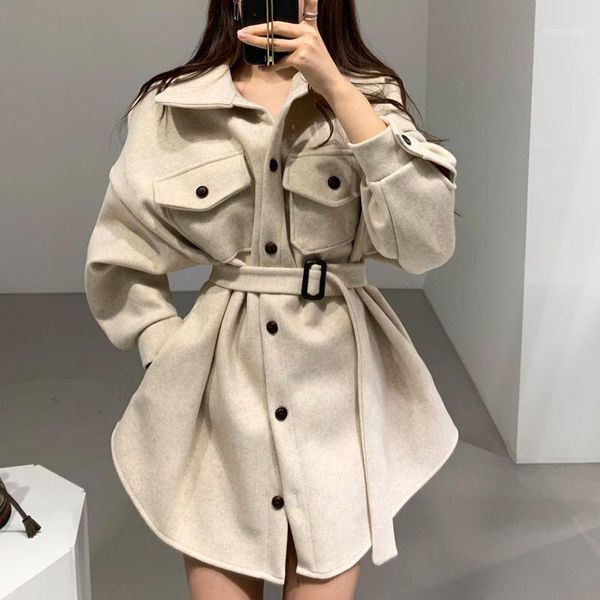 loose belt a-line high waist overcoat woman retro long-sleeved side pocket women coat chic simple commuter khaki women's wool & blends, Black
loose belt a-line high waist overcoat woman retro long-sleeved side pocket women coat chic simple commuter khaki women's wool & blends, Black