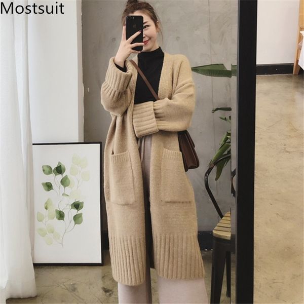 autumn winter korean thicken knitted long cardigans sweaters women sleeve pockets loose fashion casual 210514, White;black
autumn winter korean thicken knitted long cardigans sweaters women sleeve pockets loose fashion casual 210514, White;black