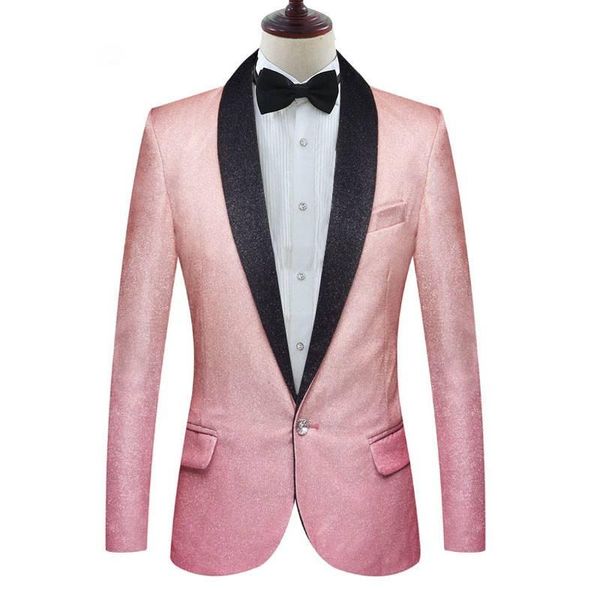 men's suits & blazers casual style jacket singer suit elegant shiny champagne pink 2021 slim fit korean groom wedding fashion party, White;black
men's suits & blazers casual style jacket singer suit elegant shiny champagne pink 2021 slim fit korean groom wedding fashion party, White;black