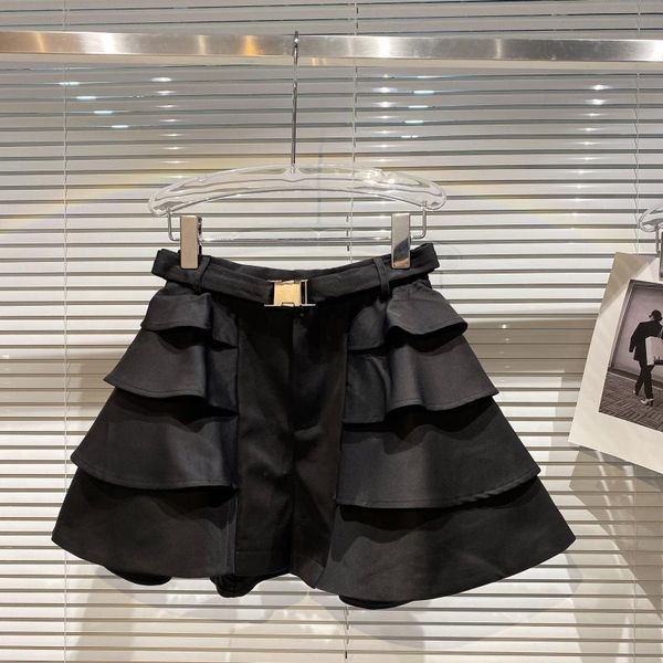 women's shorts 2021 autumn temperament ladies metal buckle belt multilayer cake skirt lace women, White;black
women's shorts 2021 autumn temperament ladies metal buckle belt multilayer cake skirt lace women, White;black