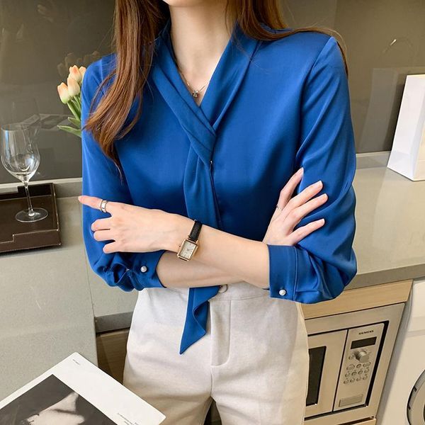 women's blouses & shirts blue shirt female satin fashion long sleeve chiffon blouse autumn overalls for women office lady style 12191 5, White
women's blouses & shirts blue shirt female satin fashion long sleeve chiffon blouse autumn overalls for women office lady style 12191 5, White