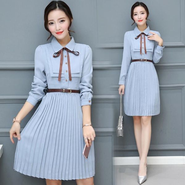full women dress fashion shirt casual elegant bow turn down collar chiffon ol slim pleated ladies female, Black;gray
full women dress fashion shirt casual elegant bow turn down collar chiffon ol slim pleated ladies female, Black;gray