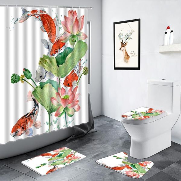 shower curtains koi lotus flower curtain set bath mat watercolor fish green leaves chinese syle bathroom carpet non-slip rug toilet cover
shower curtains koi lotus flower curtain set bath mat watercolor fish green leaves chinese syle bathroom carpet non-slip rug toilet cover