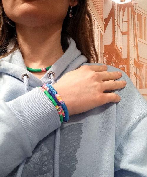 charm bracelets quanchi blue 6mm polymer clay bracelet bohemia handmade stretch stackable heishi beads women jewelry, Golden;silver
charm bracelets quanchi blue 6mm polymer clay bracelet bohemia handmade stretch stackable heishi beads women jewelry, Golden;silver