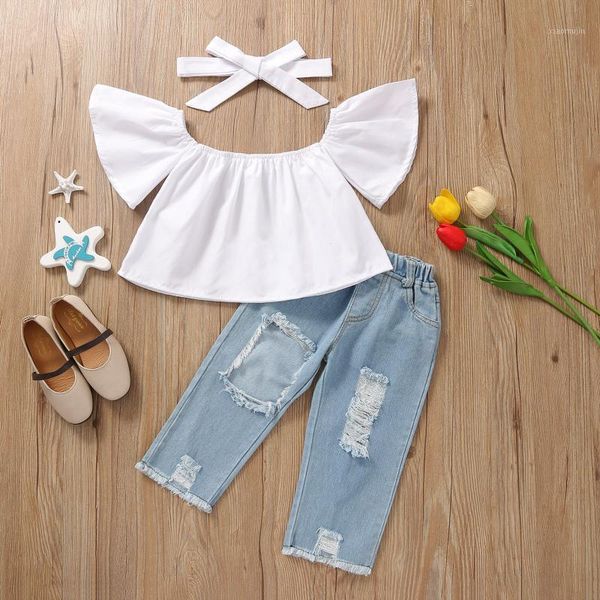 clothing sets children clothes girl toddler summer stylish girl's strapless ripped jeans headband suit 1-7 years kids, White
clothing sets children clothes girl toddler summer stylish girl's strapless ripped jeans headband suit 1-7 years kids, White