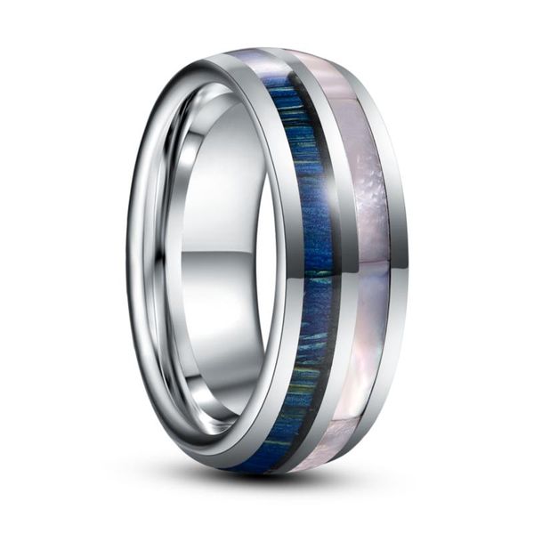 wedding rings 8mm blue wood carbon ring jewelry white shell dome tungsten steel for men, Slivery;golden
wedding rings 8mm blue wood carbon ring jewelry white shell dome tungsten steel for men, Slivery;golden
