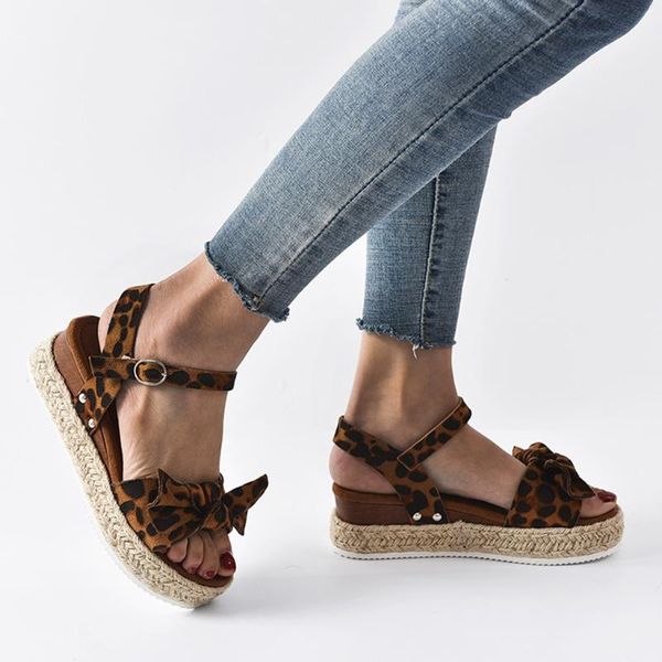 women's ladies fashion solid leopard wedges bowknot sandals casual shoes wedge with bow buckle, Black
women's ladies fashion solid leopard wedges bowknot sandals casual shoes wedge with bow buckle, Black