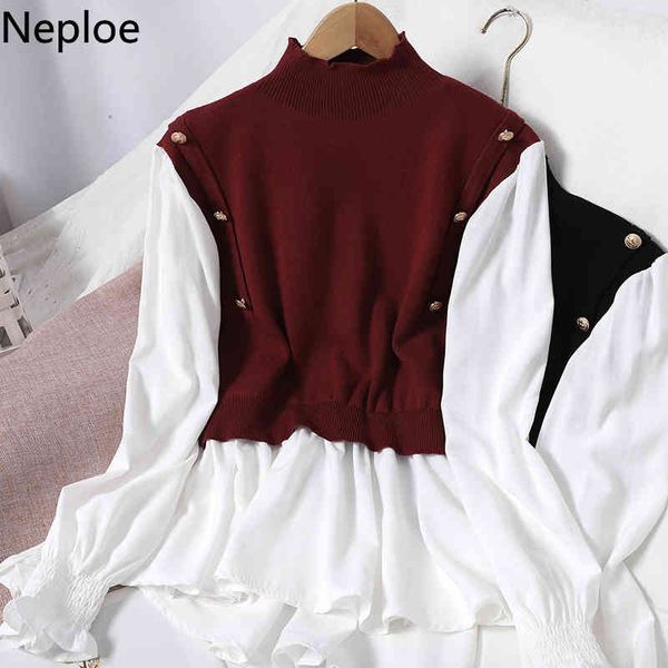 neploe patckwork contrast color sweaters korean fake two knitted pullovers chic double-breasted coat jumper sueter mujer 4g653 210422, White;black
neploe patckwork contrast color sweaters korean fake two knitted pullovers chic double-breasted coat jumper sueter mujer 4g653 210422, White;black