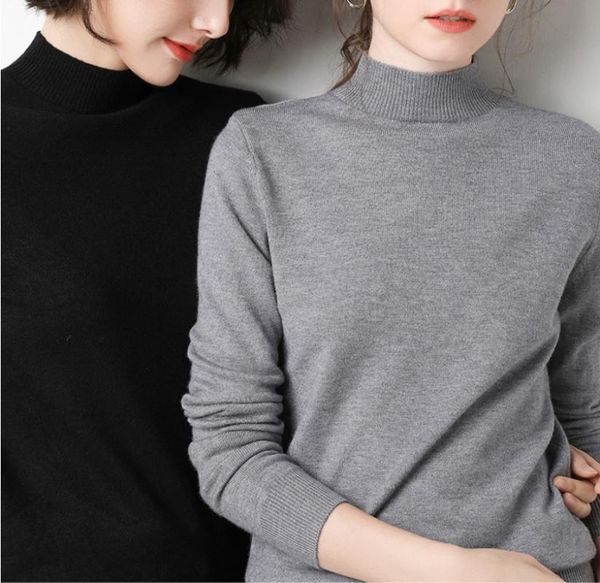 women's sweaters autumn mid neck knitted womens knitwear pullovers crew long sleeves solid basic casual jumper plus sizes s-3xl, White;black
women's sweaters autumn mid neck knitted womens knitwear pullovers crew long sleeves solid basic casual jumper plus sizes s-3xl, White;black
