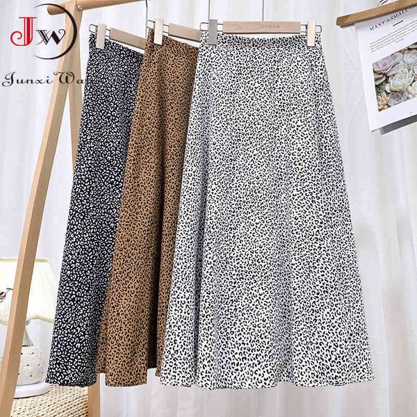 women leopard print vintage long skirt summer elastic waist elegant office ladies chiffon saia faldas jupe 210510, Black
women leopard print vintage long skirt summer elastic waist elegant office ladies chiffon saia faldas jupe 210510, Black