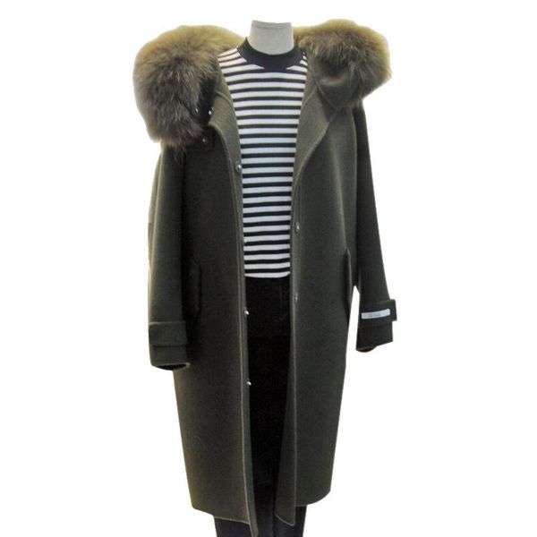 women's wool & blends office lady thick fur hooded female coat simple korean style covered button long sleeve outerwear solid loose poc, Black
women's wool & blends office lady thick fur hooded female coat simple korean style covered button long sleeve outerwear solid loose poc, Black
