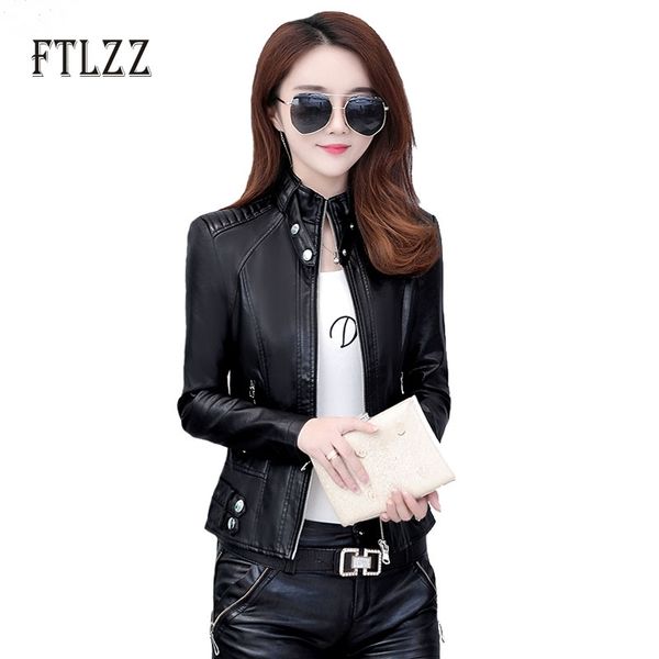 women biker moto style leather jacket women slim plus size short pu outerwear autumn ladies zipper red faux coats 210602, Black
women biker moto style leather jacket women slim plus size short pu outerwear autumn ladies zipper red faux coats 210602, Black