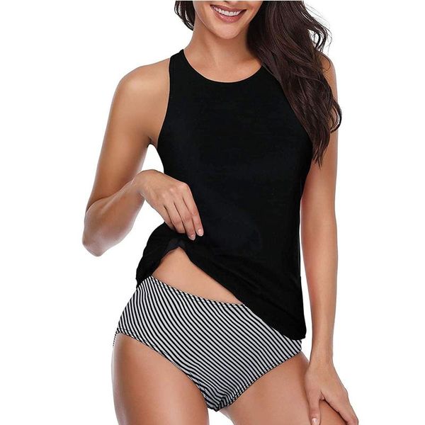 women's swimwear solid bikini set fashion womens o-neck printed split two-piece swimsuit vest backless beachwear biquini female 2021 mu, White;black
women's swimwear solid bikini set fashion womens o-neck printed split two-piece swimsuit vest backless beachwear biquini female 2021 mu, White;black