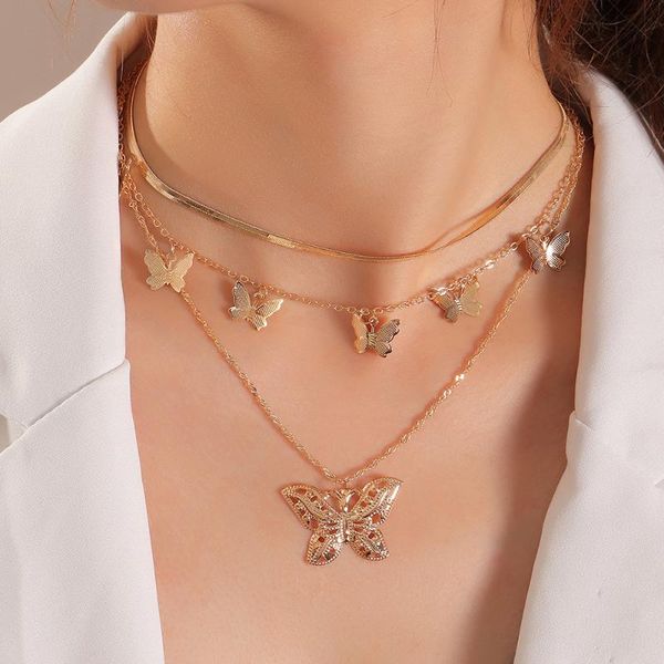 chokers multilayer vintage hollow pendant butterfly gold chain necklace for women female simple charm choker jewelry, Golden;silver
chokers multilayer vintage hollow pendant butterfly gold chain necklace for women female simple charm choker jewelry, Golden;silver