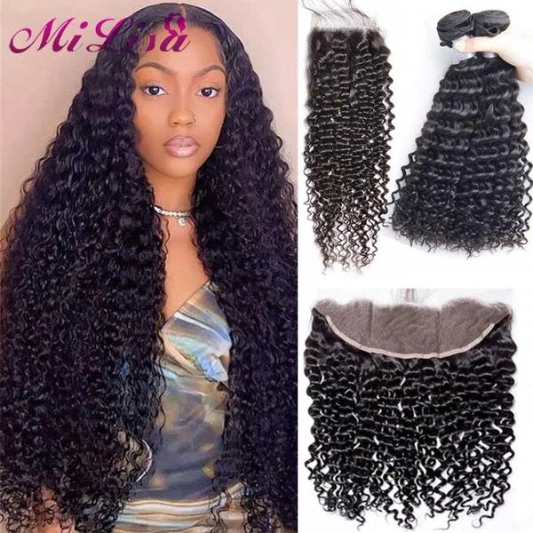 human hair bulks kinky curly bundles with closure brazilian weaving 30 inch deep extensions frontal closures, Black
human hair bulks kinky curly bundles with closure brazilian weaving 30 inch deep extensions frontal closures, Black