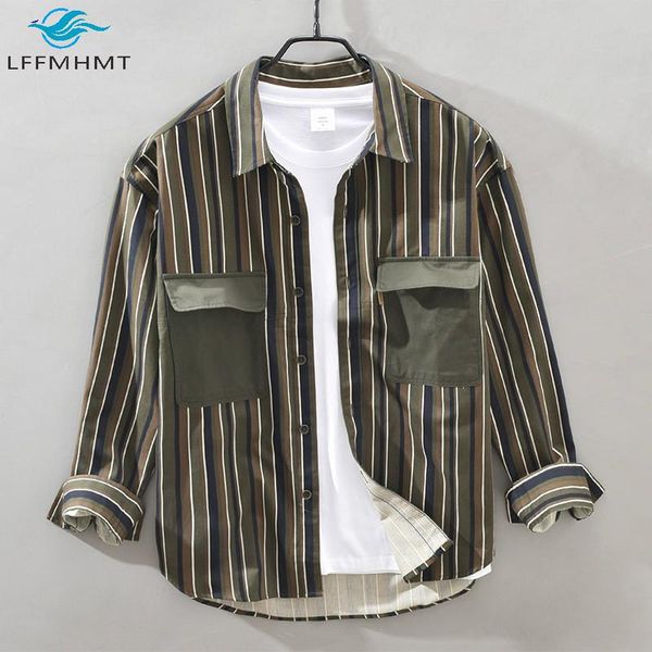 men autumn fashion vintage stripe double pocket chic lapel long sleeve shirt male japan style minimalist corduroy retro men's casual s, White;black
men autumn fashion vintage stripe double pocket chic lapel long sleeve shirt male japan style minimalist corduroy retro men's casual s, White;black