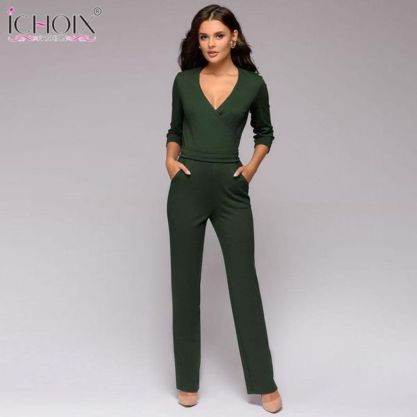 women's jumpsuits & rompers 2021 spring women jumpsuit overall v neck casual elegant ladies office slim pants long bodysuit, Black;white 
women's jumpsuits & rompers 2021 spring women jumpsuit overall v neck casual elegant ladies office slim pants long bodysuit, Black;white