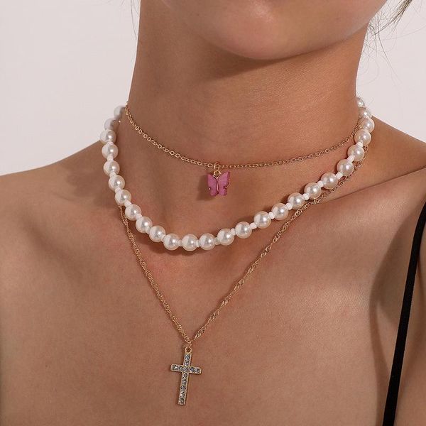 pendant necklaces vintage multilayer pearl choker butterfly cross necklace for women gold silver color wedding fashion jewelry
pendant necklaces vintage multilayer pearl choker butterfly cross necklace for women gold silver color wedding fashion jewelry
