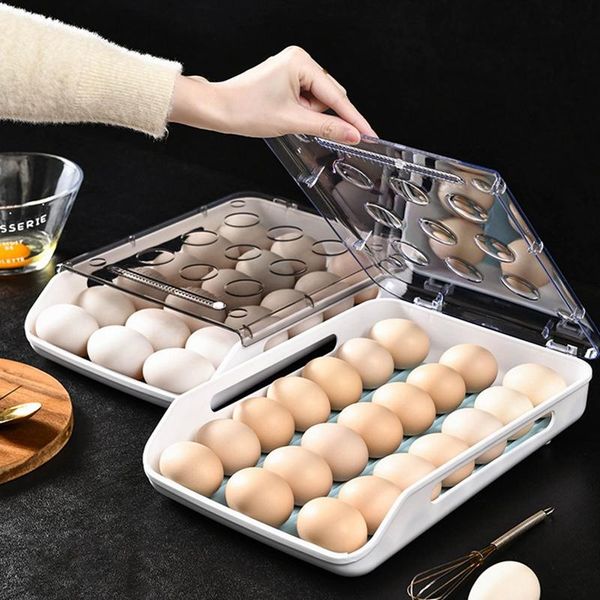 automatic egg box kitchen refrigerator storage household transparent drawer tray organizer home bottles & jars
automatic egg box kitchen refrigerator storage household transparent drawer tray organizer home bottles & jars