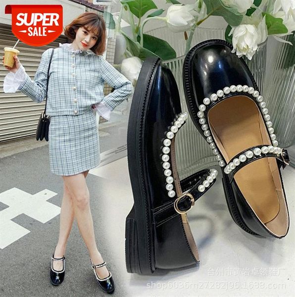 women's platform small leather shoes pearl mary jane trendy all-match mid-heel buckle loafers #il2b, Black
women's platform small leather shoes pearl mary jane trendy all-match mid-heel buckle loafers #il2b, Black