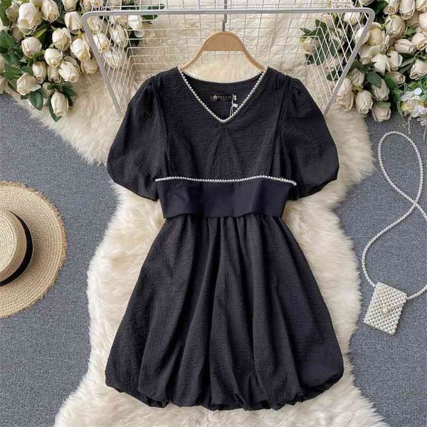 korea fashion women v neck beaded short sleeve mini a-line dress white black elegant vestidos de mujer s238 210527, Black;gray
korea fashion women v neck beaded short sleeve mini a-line dress white black elegant vestidos de mujer s238 210527, Black;gray