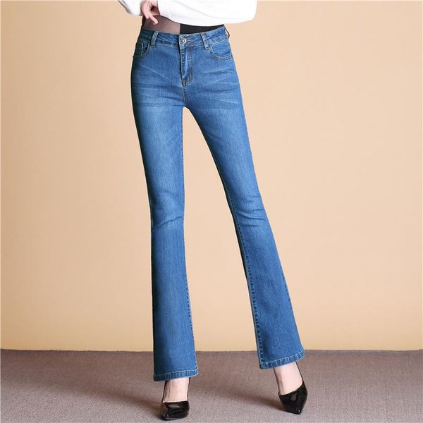 women's jeans spring and summer high waist flare trousers stretch slim was thin korean version of the straight micro-la pants, Blue
women's jeans spring and summer high waist flare trousers stretch slim was thin korean version of the straight micro-la pants, Blue