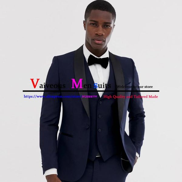 men's suits & blazers navy blue suit men 3 pieces (jacket+vest+pants) groom wedding tuxedos slim fit groomsmen set costume homme marria, White;black
men's suits & blazers navy blue suit men 3 pieces (jacket+vest+pants) groom wedding tuxedos slim fit groomsmen set costume homme marria, White;black